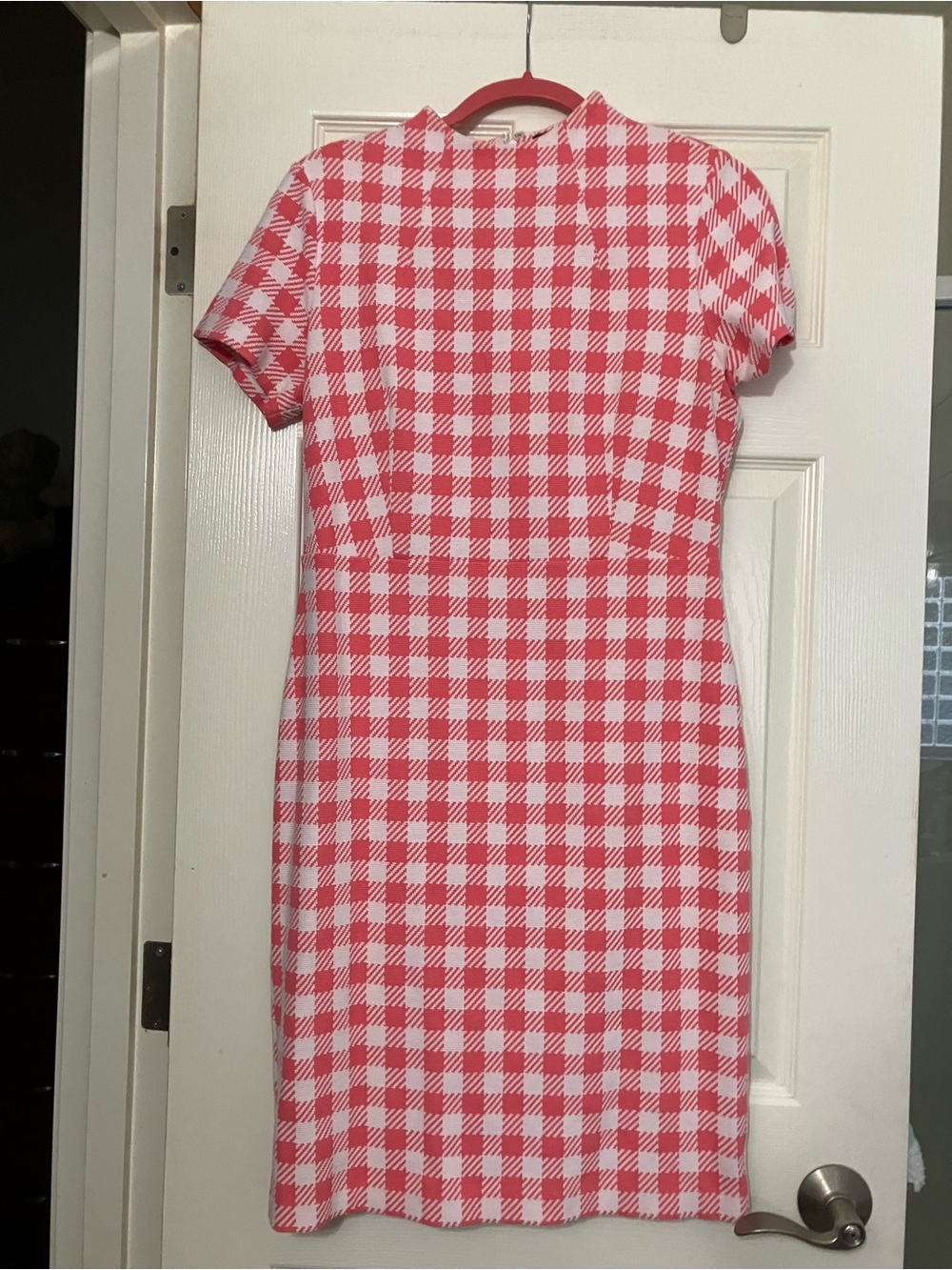 Ann Taylor Pink and White Gingham Midi Dress - Picture 2 of 3